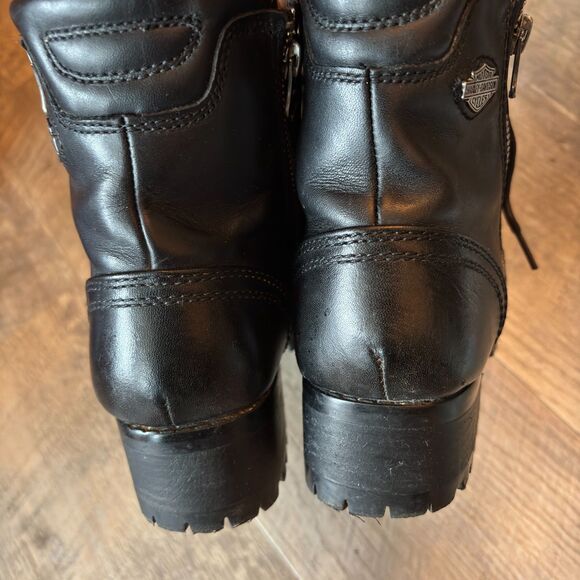 Harley-Davidson Ladies Size 7.5M Black Leather Lace Up Zip Side Motorcycle Boot - Picture 4 of 8